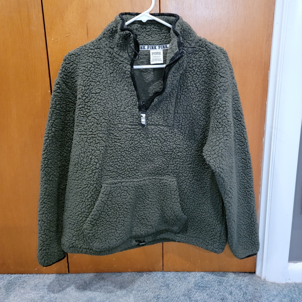 Pink brand half zip Sherpa